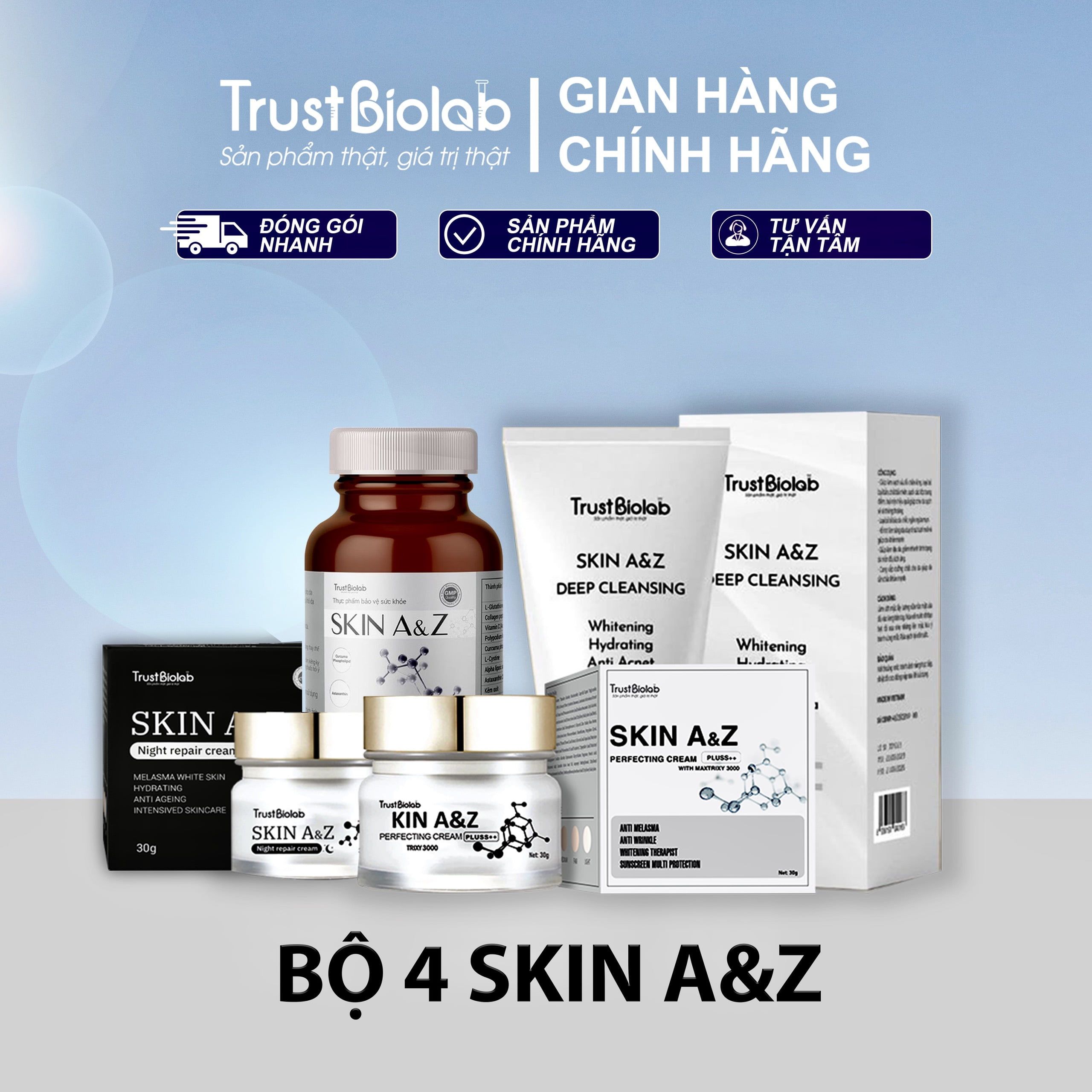 BỘ SẢN PHẨM CHUYÊN SÂU VỀ DA SKIN A&Z Làm đẹp da từ khoa học BỘ SẢN PHẨM CHUYÊN SÂU VỀ DA SKIN A&Z Làm đẹp da từ khoa học