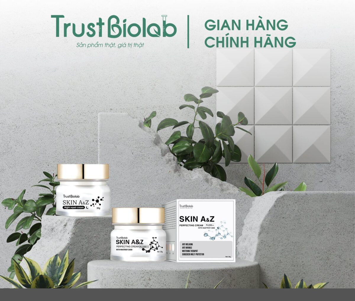 Kem dưỡng ngày Skin A&Z Perfecting cream Pluss++ Giúp làm mờ các vết nám, thâm, tàn nhang, đồi mồi, nếp nhăn và các dấu hiệu lão hóa trên da. Tăng cường dưỡng chất, giúp cải thiện độ đàn hồi của da, giúp da trông đều màu sáng hồng rạng rỡ. Bảo vệ da Kem dưỡng ngày Skin A&Z Perfecting cream Pluss++ Giúp làm mờ các vết nám, thâm, tàn nhang, đồi mồi, nếp nhăn và các dấu hiệu lão hóa trên da. Tăng cường dưỡng chất, giúp cải thiện độ đàn hồi của da, giúp da trông đều màu sáng hồng rạng rỡ. Bảo vệ da